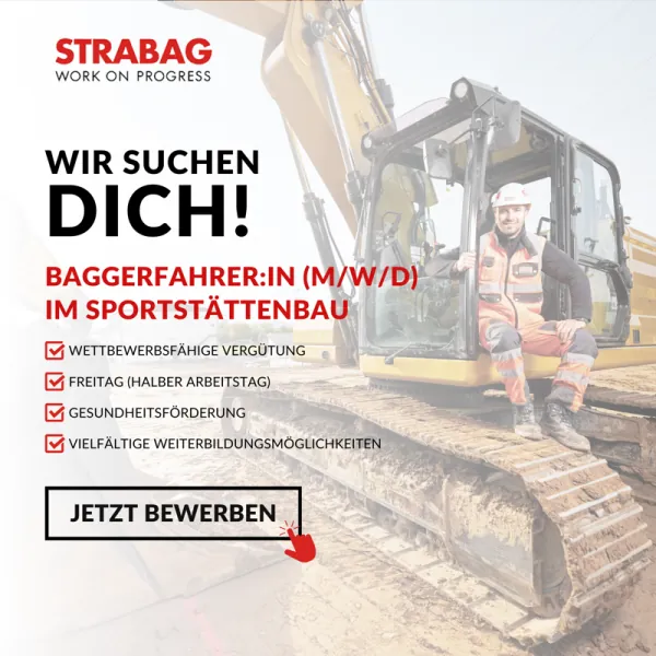 Social-Media-Anzeige für STRABAG, Recruiting-Kampagne Bau und Infrastruktur