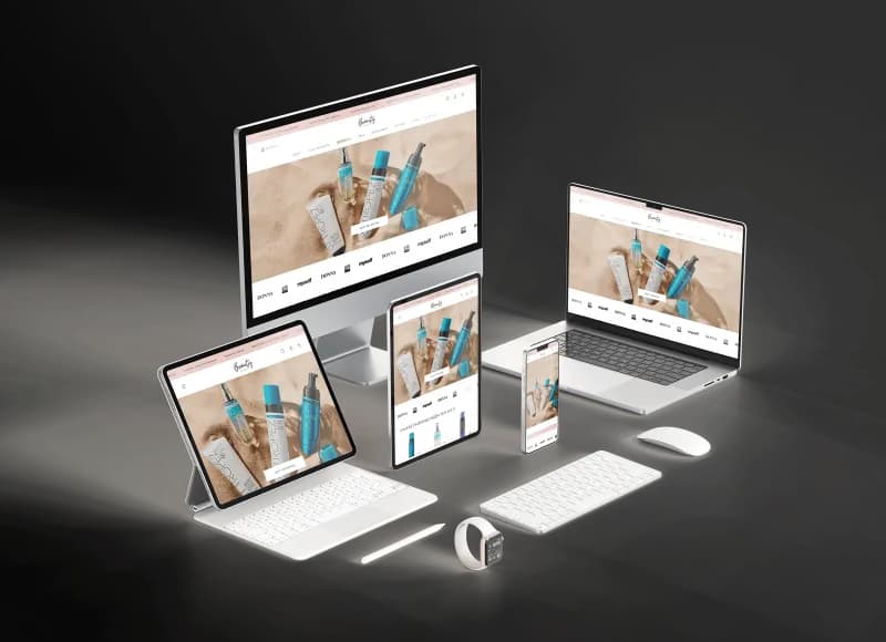 Online-Shop von BeautyAddicts auf Laptop und Smartphone