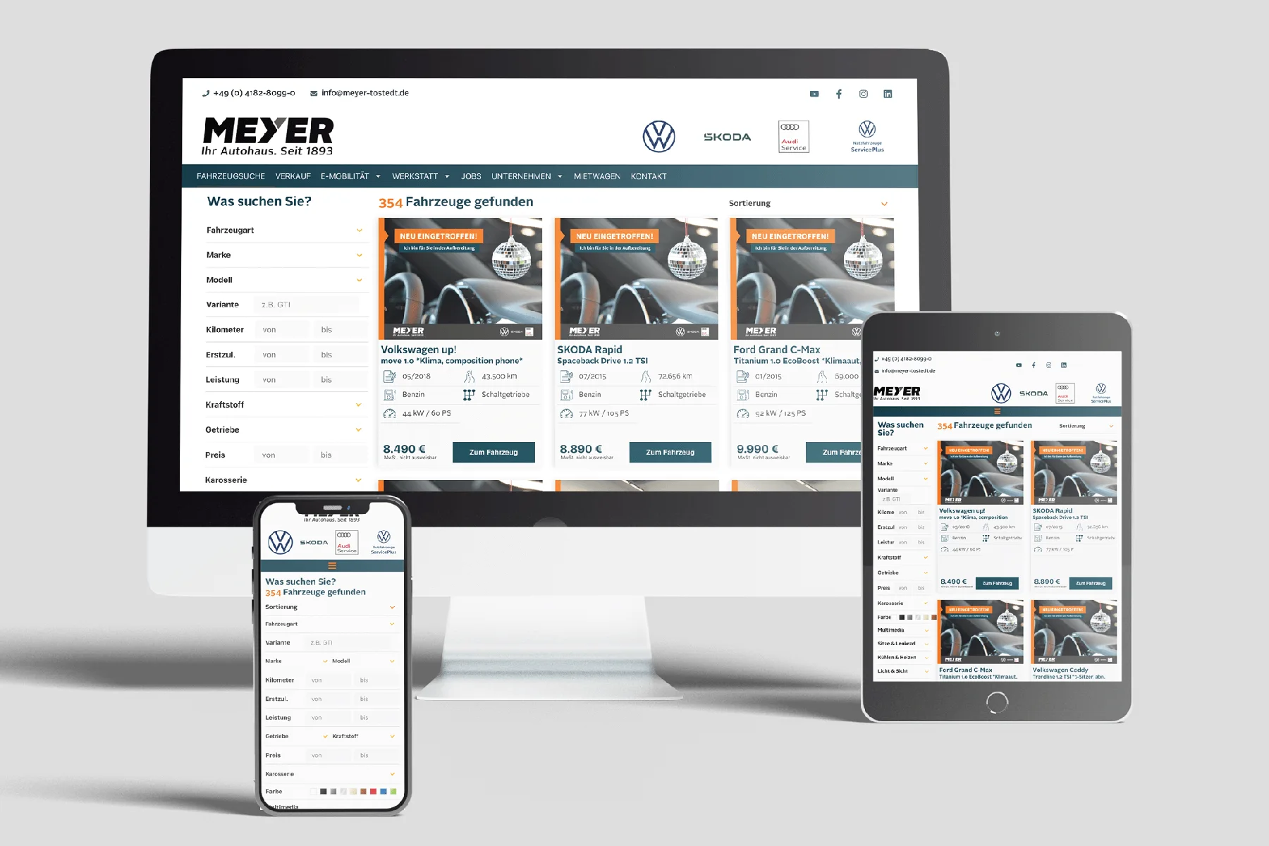 Autohaus Meyer website on laptop and smartphone