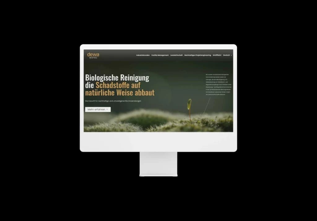 Website von Dewa Biotec auf einem Bildschirm
