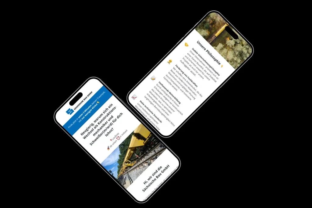 Mobile career page of Sächsische Bau on two smartphones