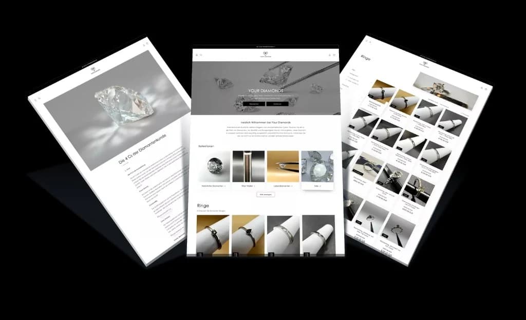 Your Diamonds online shop on several screens