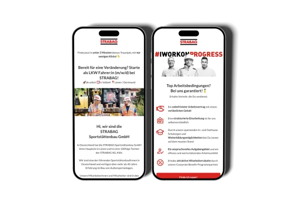 STRABAG Recruiting-Kampagne, Mobile Mockups