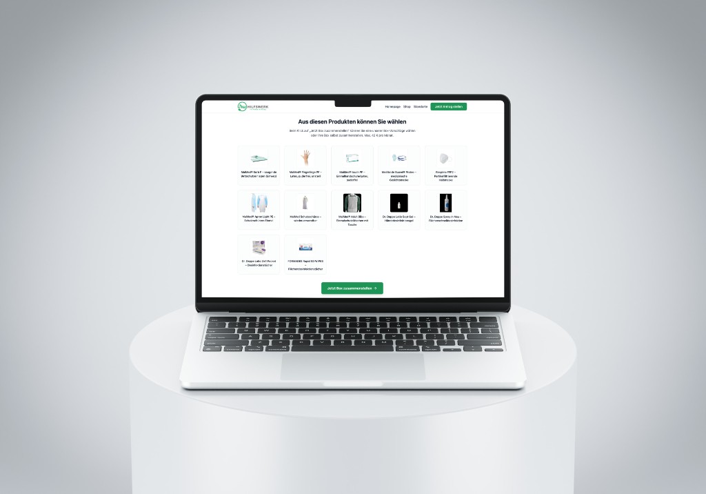 Hilfswerk website mockup on laptop