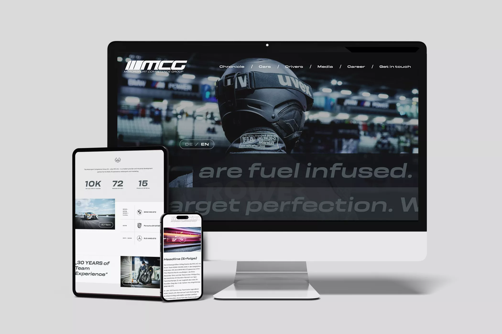 Motorsport Competence Group website mockup